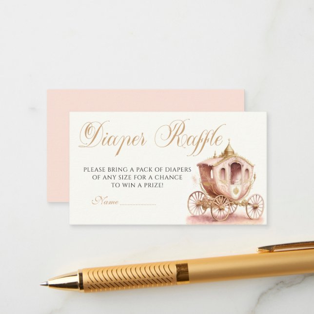 Princess Carriage pink Baby Shower Enclosure Card (Front/Back In Situ)