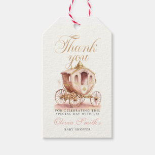 Princess Carriage pink girl Thank You baby shower Gift Tags