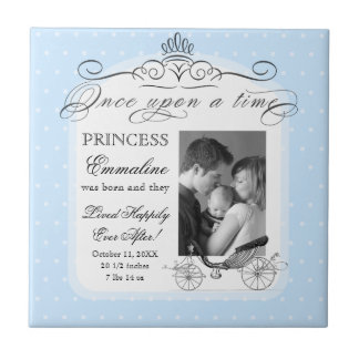 Princess Carriage Polka Dot Swirl Photo Baby Girl Tile