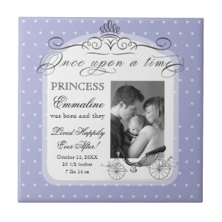 Princess Carriage Polka Dot Swirl Photo Baby Girl Tile