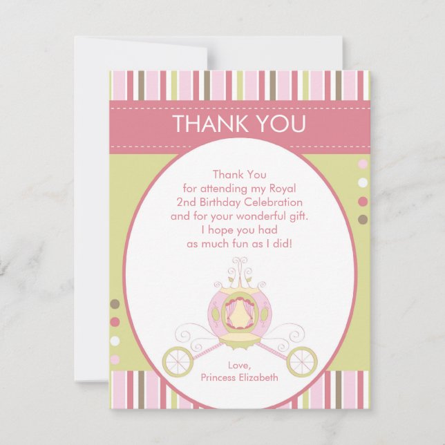 Princess Carriage Thank You Card (Flat) (Front)