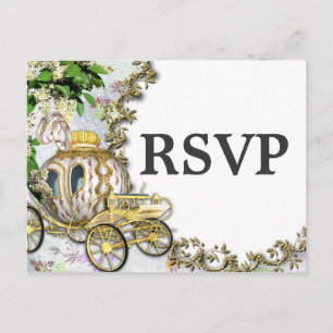 Princess Carriage Theme Wedding RSVP Postcard