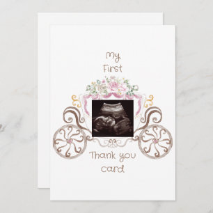 Princess Carriage Ultrasound Baby Shower Funny  Thank You Card