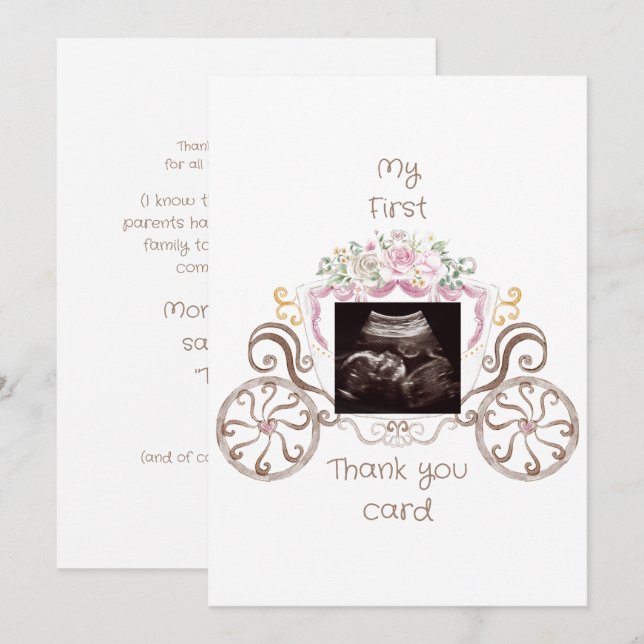 Princess Carriage Ultrasound Baby Shower Funny  Thank You Card (Front/Back)