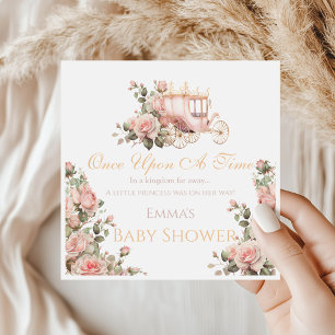 Princess Carriage Vintage Pink Roses Baby Shower Napkin