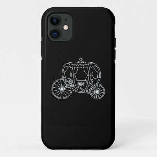 Princess Carriage, White on Black. iPhone 11 Case