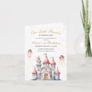Princess Castle 1st Birthday Royal Party Girl Pink Invitation