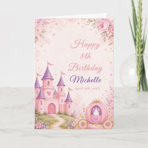 Princess Castle and Carriage Birthday Card