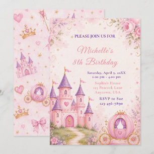 Princess Castle and Carriage Birthday Invitation