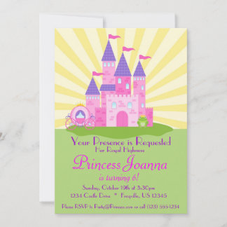 Princess Castle and Carriage Birthday Party Invitation