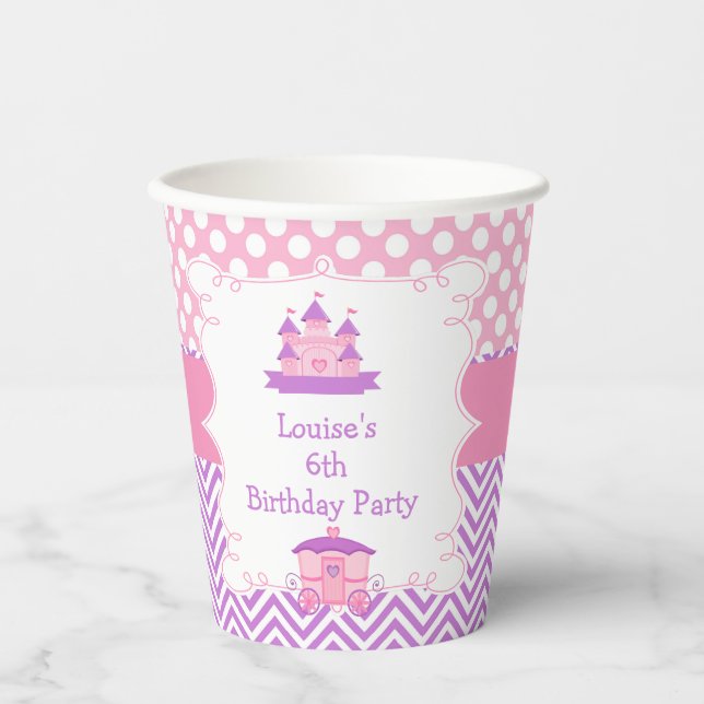 Princess Castle and Coach Birthday Party Paper Cups (Front)