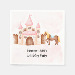 Princess Castle and Horse Custom Birthday Party Napkin
