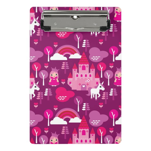 princess castle and unicorn rainbow mini clipboard (Front)