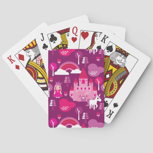 princess castle and unicorn rainbow playing cards (Back)