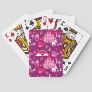 princess castle and unicorn rainbow playing cards