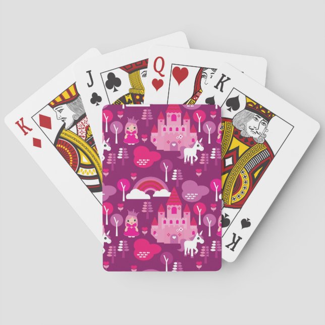 princess castle and unicorn rainbow playing cards (Back)
