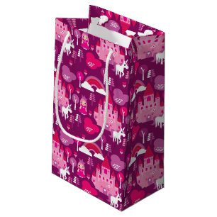 princess castle and unicorn rainbow small gift bag