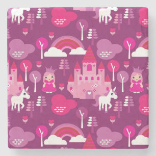 princess castle and unicorn rainbow stone coaster