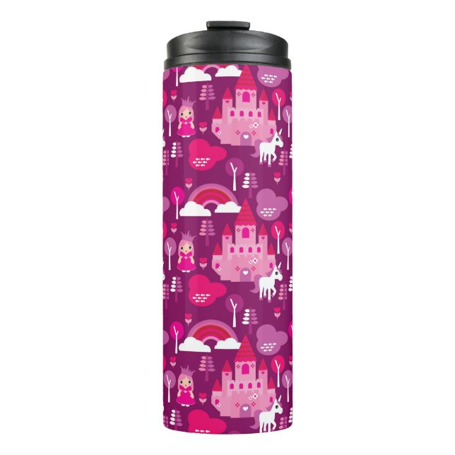 princess castle and unicorn rainbow thermal tumbler (Front)