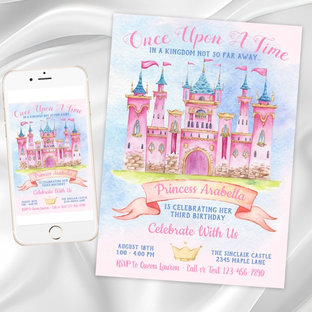 Princess Castle Any Number Princess Birthday Party Invitation (Princess Castle Any Number Princess Birthday Party Invitation. Download and printed invitations.)
