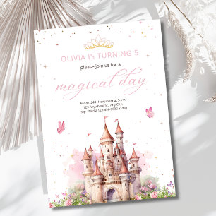 Princess Castle Birthday Girl Fairytale Royal Pink Invitation