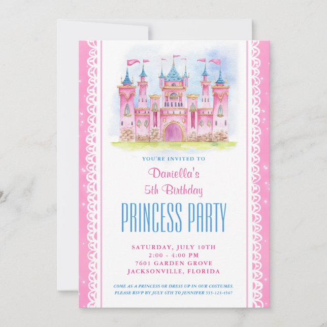 Princess Castle Birthday  Invitation (Front)