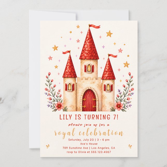 Princess Castle Birthday Invitation (Front)