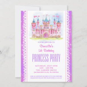 Princess Castle Birthday Invitation Purple