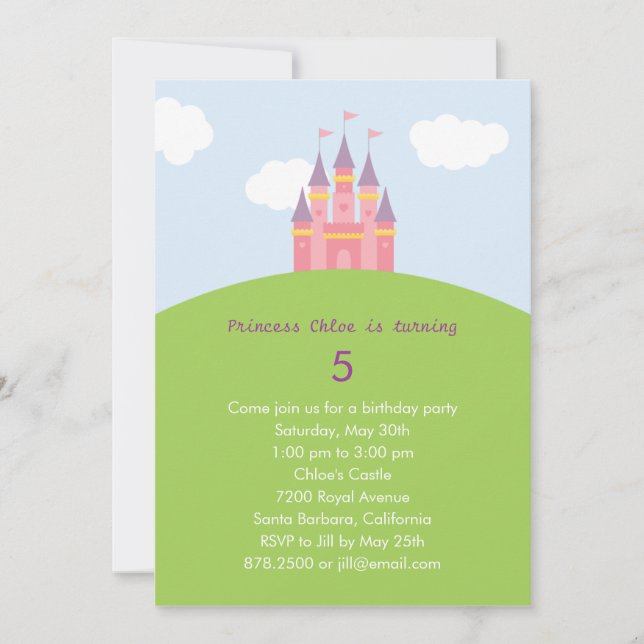 Princess Castle Birthday Party Invitation (Front)