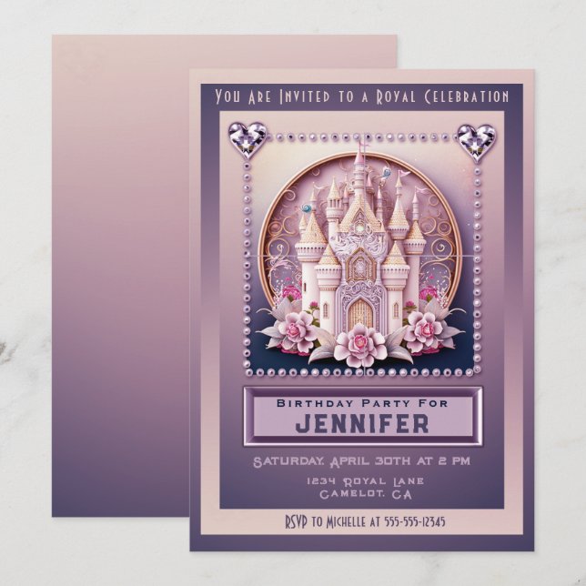 Princess Castle Birthday Party Invitation (Front/Back)
