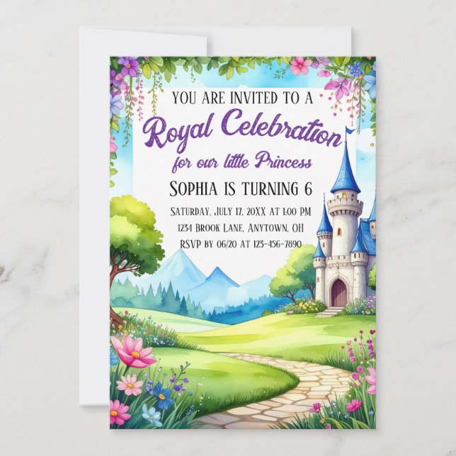 Princess Castle Birthday Party Invitation (Front)