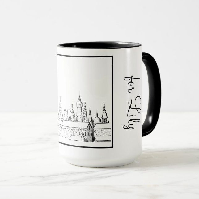 Princess Castle Black and White #2 Ringer 15oz Mug (Front Right)