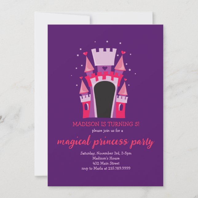 PRINCESS CASTLE BOUNCE HOUSE Birthday Party Invitation (Front)