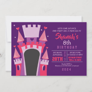 PRINCESS CASTLE BOUNCE HOUSE Birthday Party Invitation