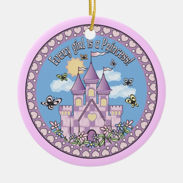 Princess Castle Ceramic Tree Decoration (Front)