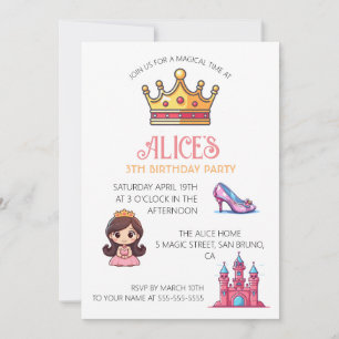 Princess Castle Crystal Shoes Birthday Invitation