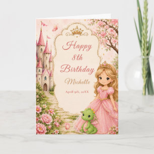 Princess Castle Dragon Birthday Card