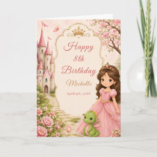 Princess Castle Dragon Birthday Card