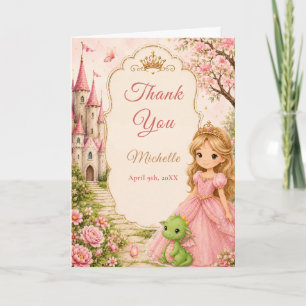 Princess Castle Dragon Thank you Card