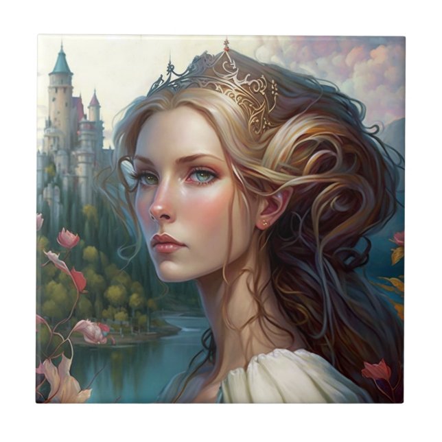 Princess Castle Fantasy Art Tile (Front)