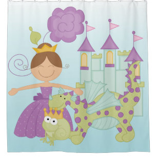 Princess Castle Frog Prince Dragon Shower Curtain