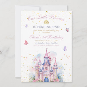 Princess Castle Girl 1st Birthday Pink Royal Party Save The Date