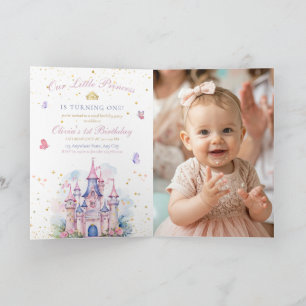 Princess Castle Girl 1st Birthday, Princess Party Invitation