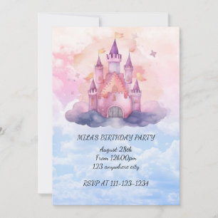 princess castle girl birthday invitation