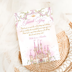 Princess Castle Girl Birthday Thank You Card