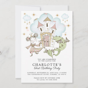 Princess Castle Girl's 1st Birthday  Invitation