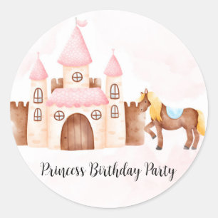 Princess Castle Horse Birthday Party Classic Round Sticker