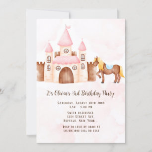 Princess Castle Horse Birthday Party Invitation