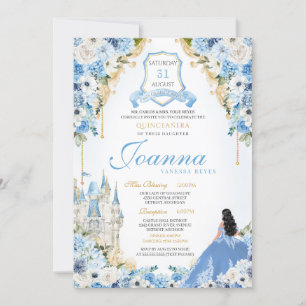 Princess Castle Light Blue Cinderella Quinceanera Invitation