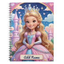 Princess Castle Notebook – Editable Name